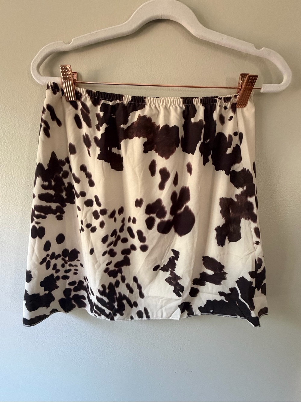 Cream, Black and Brown Cow Print Mini Skirt
